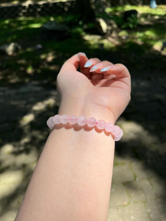 Rose Quartz Natural Bracelet – Handmade Crystal Jewelry – QodeShop.com