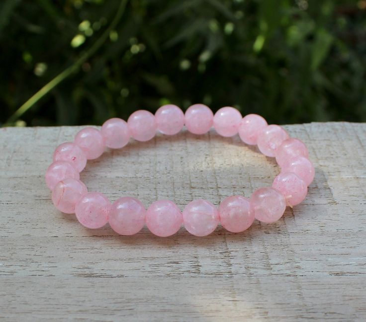 Rose Quartz Natural Bracelet – Handmade Crystal Jewelry – QodeShop.com