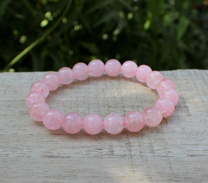 Rose Quartz Natural Bracelet – Handmade Crystal Jewelry – QodeShop.com