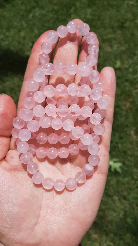 Rose Quartz Natural Bracelet – Handmade Crystal Jewelry – QodeShop.com