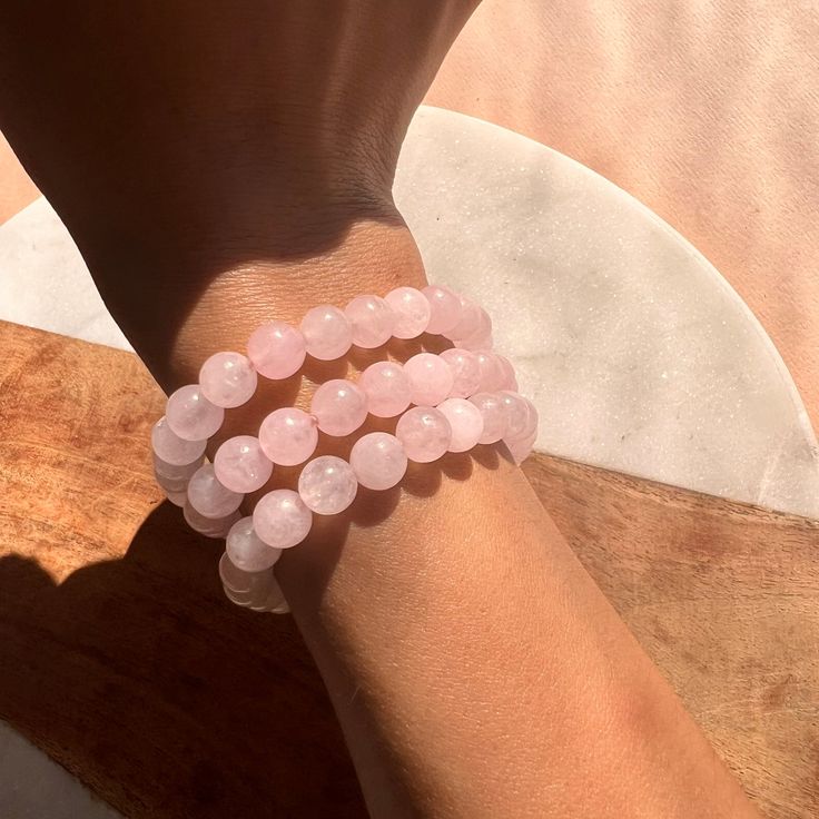 Rose Quartz Natural Bracelet – Handmade Crystal Jewelry – QodeShop.com